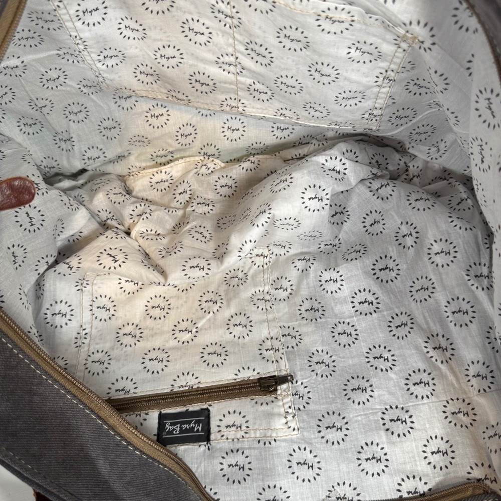 Myra Asterias Canvas & Hairon Western Cowhide Star Tote Bag S-4393 NWT - Picture 5 of 6